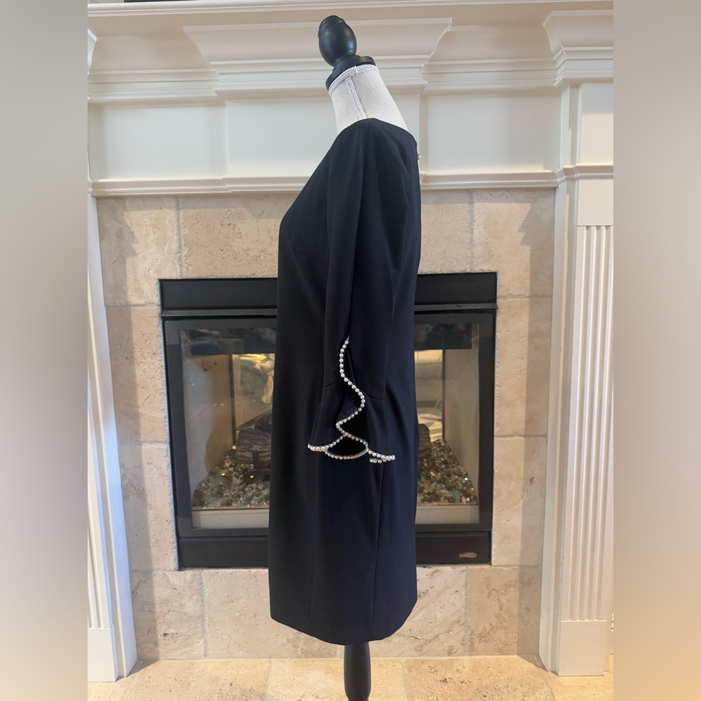 Karl Lagerfeld Elegant Black Dress with Pearl Accents Size 8 - Picture 2 of 10